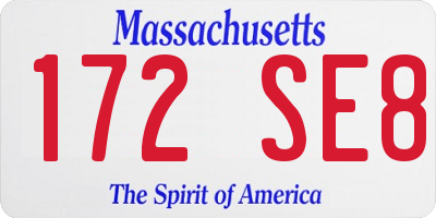 MA license plate 172SE8