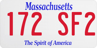 MA license plate 172SF2