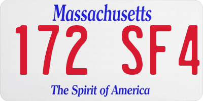 MA license plate 172SF4