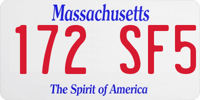 MA license plate 172SF5