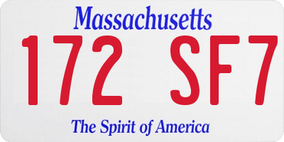 MA license plate 172SF7