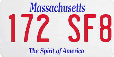 MA license plate 172SF8