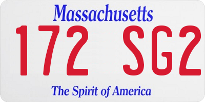 MA license plate 172SG2