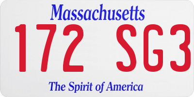 MA license plate 172SG3
