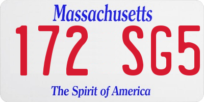 MA license plate 172SG5