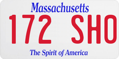 MA license plate 172SH0