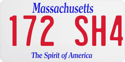 MA license plate 172SH4