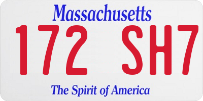 MA license plate 172SH7
