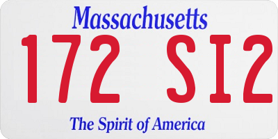 MA license plate 172SI2