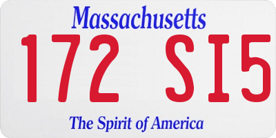 MA license plate 172SI5