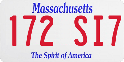 MA license plate 172SI7