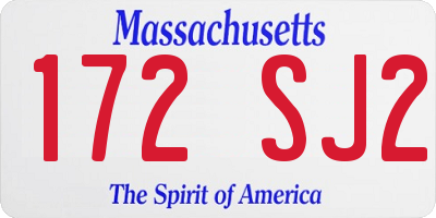 MA license plate 172SJ2