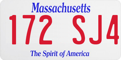 MA license plate 172SJ4