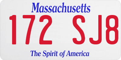 MA license plate 172SJ8