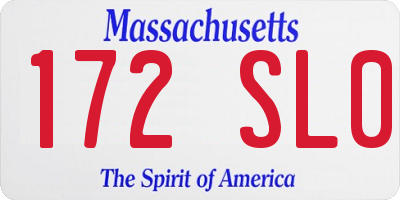 MA license plate 172SL0