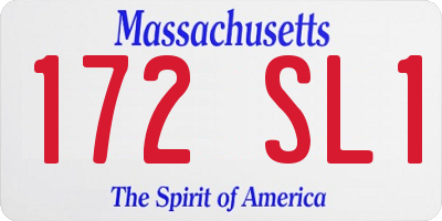 MA license plate 172SL1