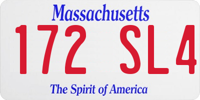 MA license plate 172SL4