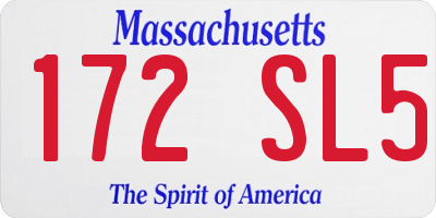 MA license plate 172SL5