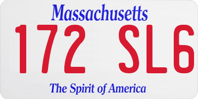 MA license plate 172SL6