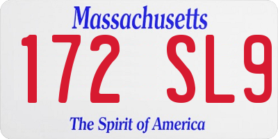 MA license plate 172SL9