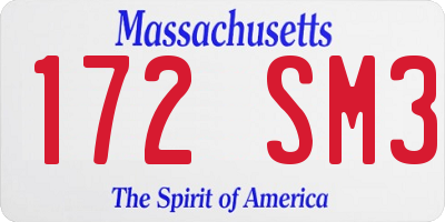 MA license plate 172SM3