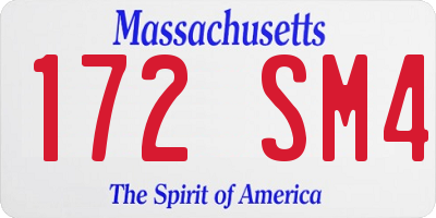 MA license plate 172SM4