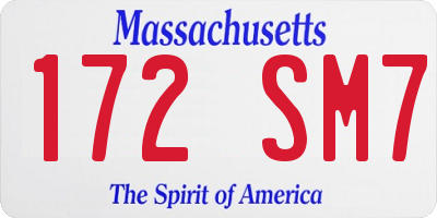 MA license plate 172SM7