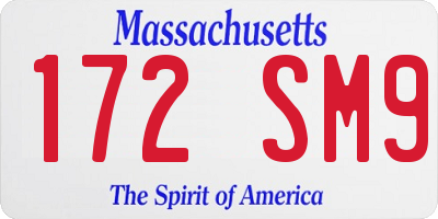 MA license plate 172SM9