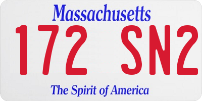 MA license plate 172SN2
