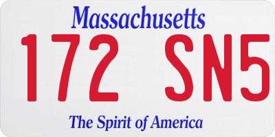 MA license plate 172SN5