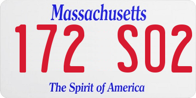 MA license plate 172SO2