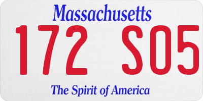MA license plate 172SO5