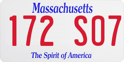 MA license plate 172SO7