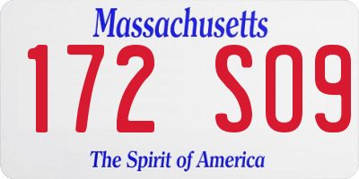MA license plate 172SO9