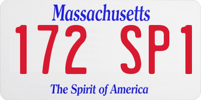 MA license plate 172SP1