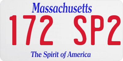 MA license plate 172SP2