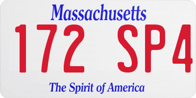 MA license plate 172SP4