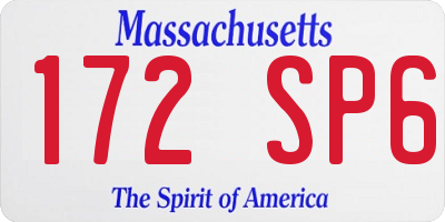 MA license plate 172SP6