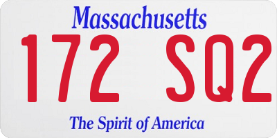 MA license plate 172SQ2