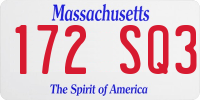 MA license plate 172SQ3