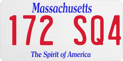 MA license plate 172SQ4