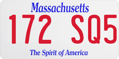 MA license plate 172SQ5