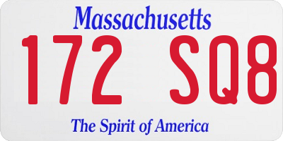 MA license plate 172SQ8