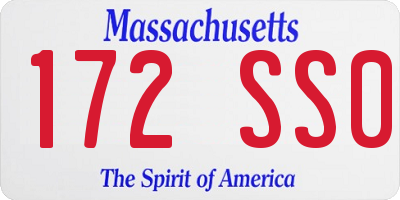 MA license plate 172SS0