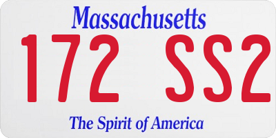 MA license plate 172SS2