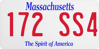 MA license plate 172SS4