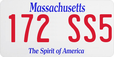 MA license plate 172SS5