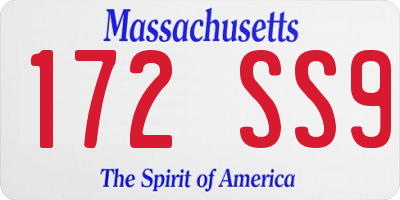 MA license plate 172SS9