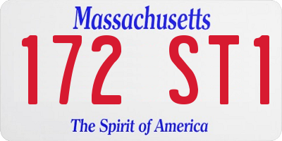 MA license plate 172ST1