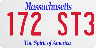 MA license plate 172ST3